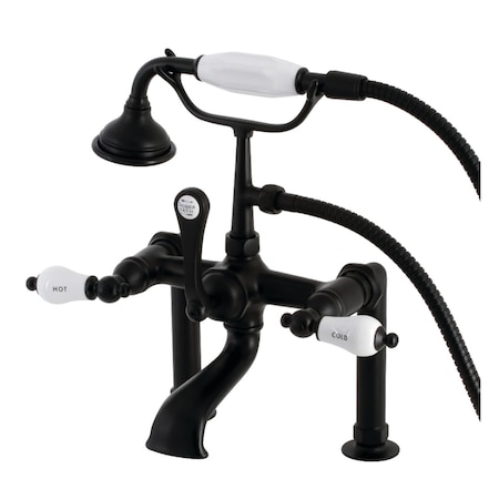 Kingston Brass AE107T0 Deck Mount Clawfoot Tub Faucet, Matte Black AE107T0